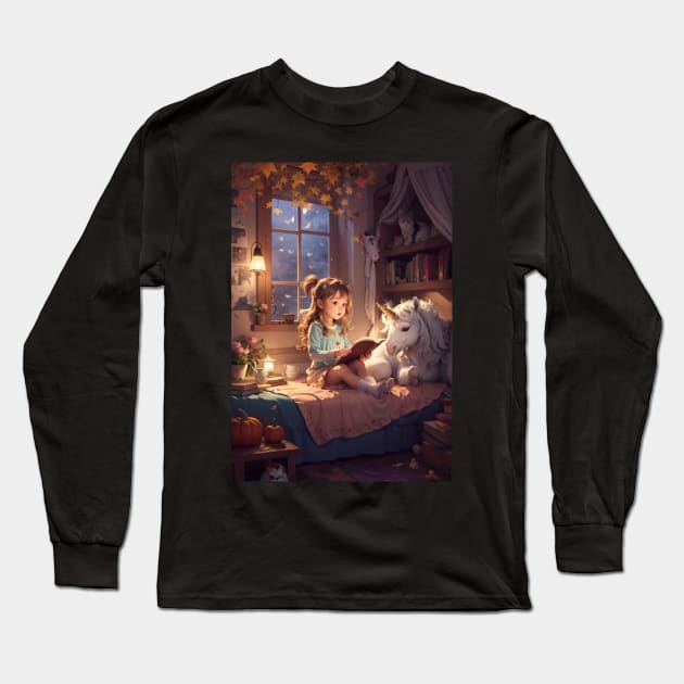 Cozy Reads in a Magical World Long Sleeve T-Shirt by DaffodilArts